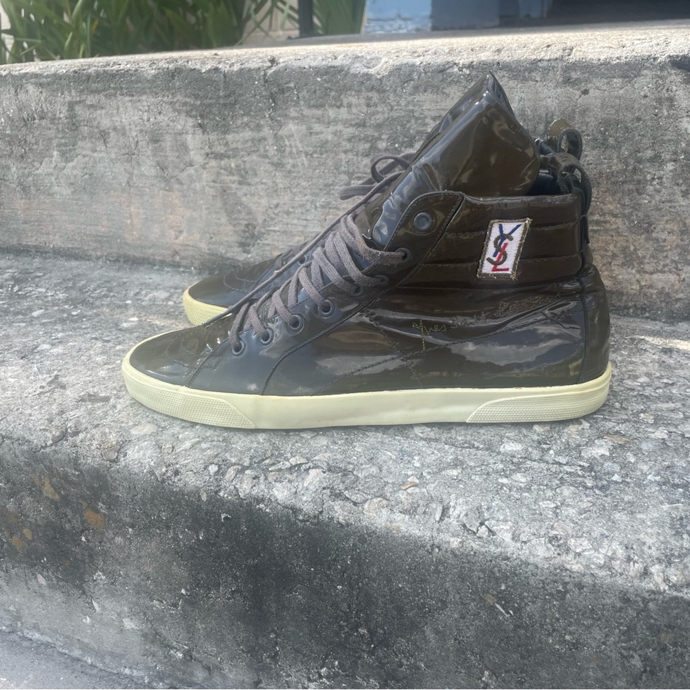 Yves Saint Laurent Glossy Olive Sneakers - Picture 4 of 4